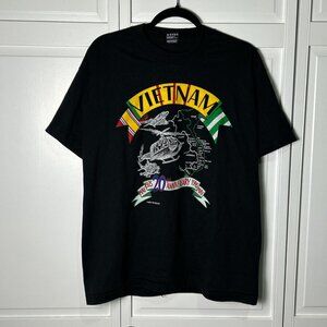 Vintage 1990s black cotton Vietnam 20th Anniversary T-Shirt